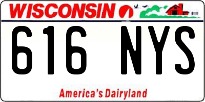 WI license plate 616NYS