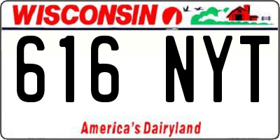 WI license plate 616NYT