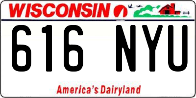WI license plate 616NYU