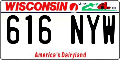 WI license plate 616NYW