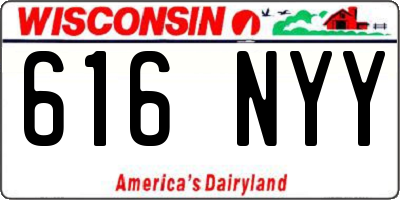 WI license plate 616NYY