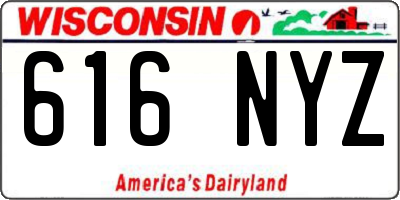 WI license plate 616NYZ