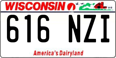 WI license plate 616NZI