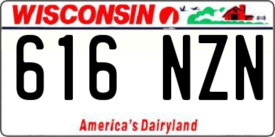 WI license plate 616NZN
