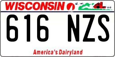 WI license plate 616NZS