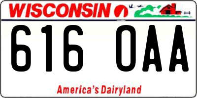 WI license plate 616OAA