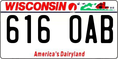 WI license plate 616OAB