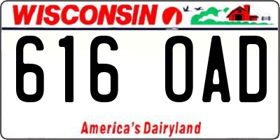 WI license plate 616OAD