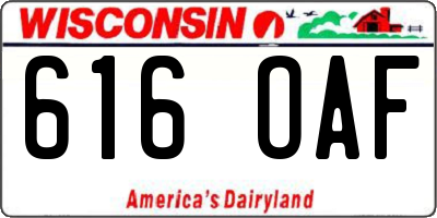 WI license plate 616OAF