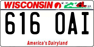 WI license plate 616OAI