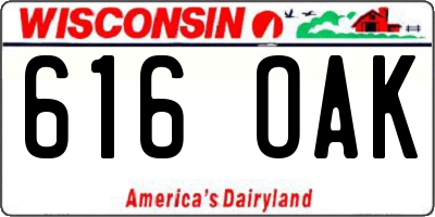 WI license plate 616OAK