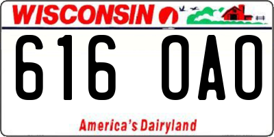 WI license plate 616OAO