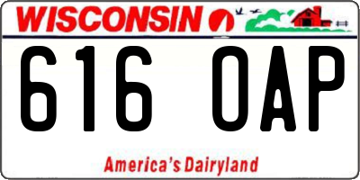 WI license plate 616OAP