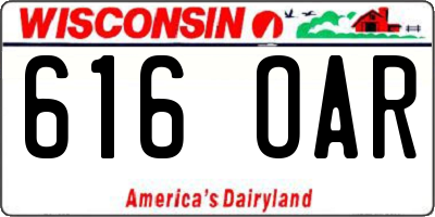 WI license plate 616OAR