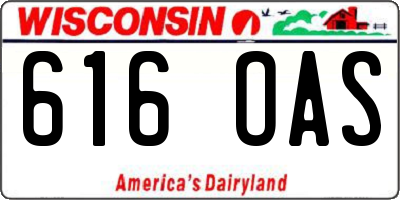 WI license plate 616OAS