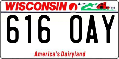WI license plate 616OAY
