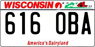 WI license plate 616OBA