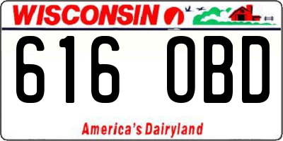 WI license plate 616OBD