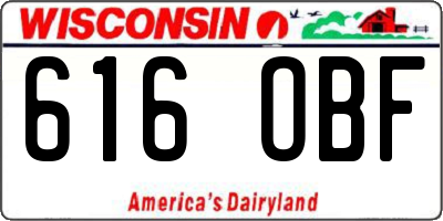 WI license plate 616OBF