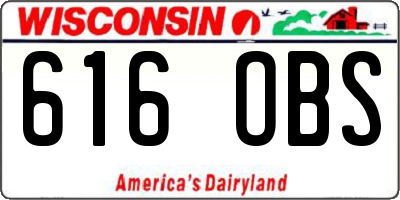 WI license plate 616OBS