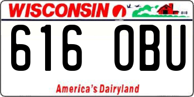 WI license plate 616OBU