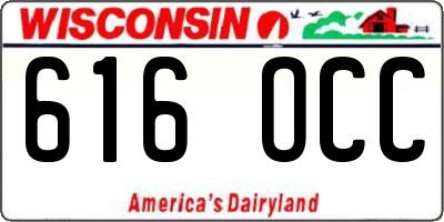 WI license plate 616OCC