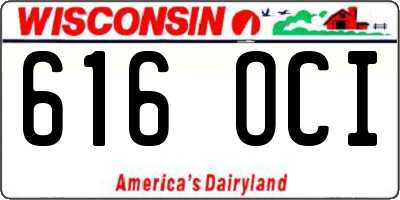 WI license plate 616OCI
