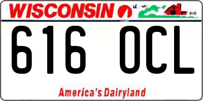 WI license plate 616OCL
