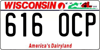 WI license plate 616OCP