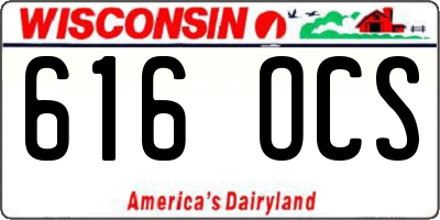 WI license plate 616OCS