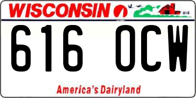 WI license plate 616OCW