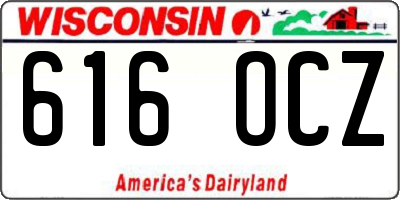 WI license plate 616OCZ
