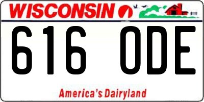 WI license plate 616ODE