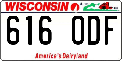 WI license plate 616ODF