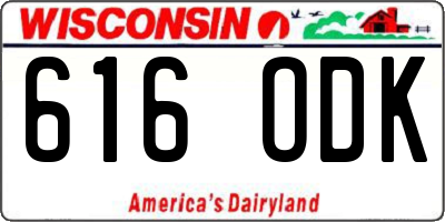 WI license plate 616ODK
