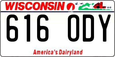 WI license plate 616ODY