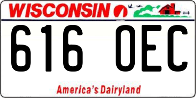 WI license plate 616OEC