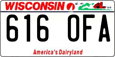 WI license plate 616OFA