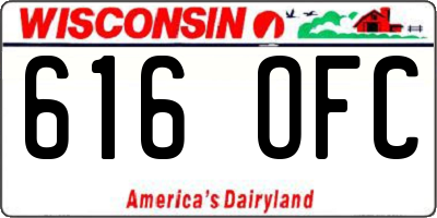 WI license plate 616OFC
