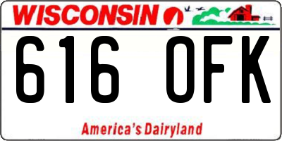 WI license plate 616OFK