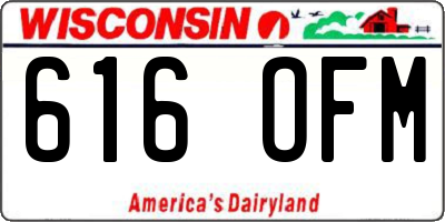 WI license plate 616OFM