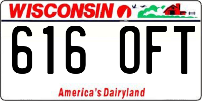 WI license plate 616OFT