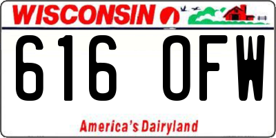 WI license plate 616OFW