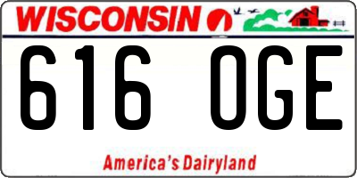 WI license plate 616OGE