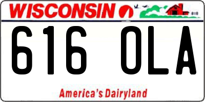 WI license plate 616OLA