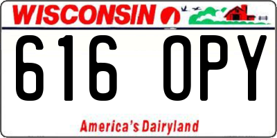 WI license plate 616OPY