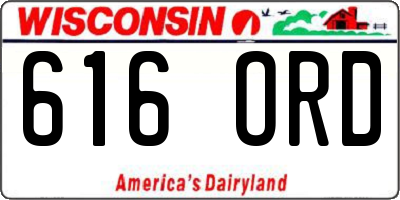 WI license plate 616ORD