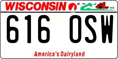 WI license plate 616OSW