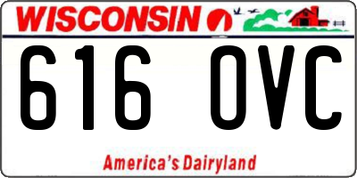 WI license plate 616OVC