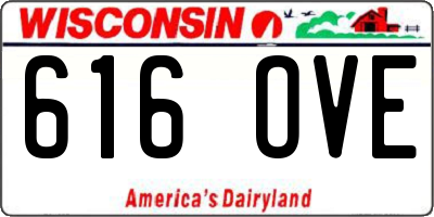 WI license plate 616OVE